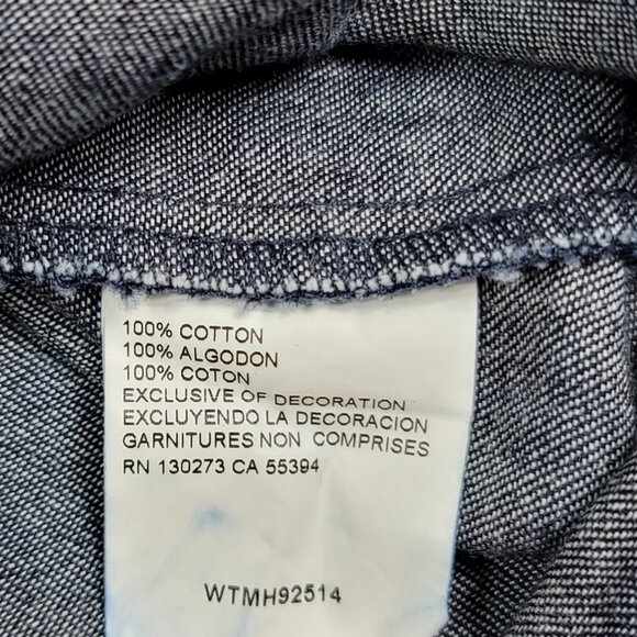 VTG Wrangler Dark Wash Denim Pearl Snap Shirt Men's Medium Western Long Sleeve - Picture 7 of 8